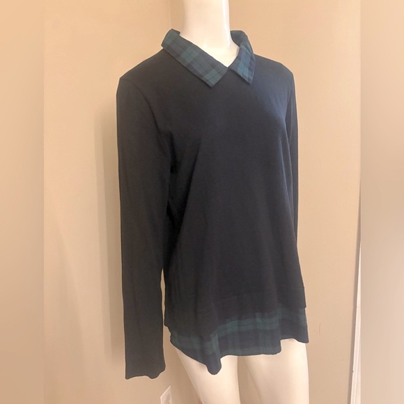 J. Crew NWT Long Sleeve Shirt Black Green Plaid Colar Soft Cotton Size Large - Picture 2 of 10